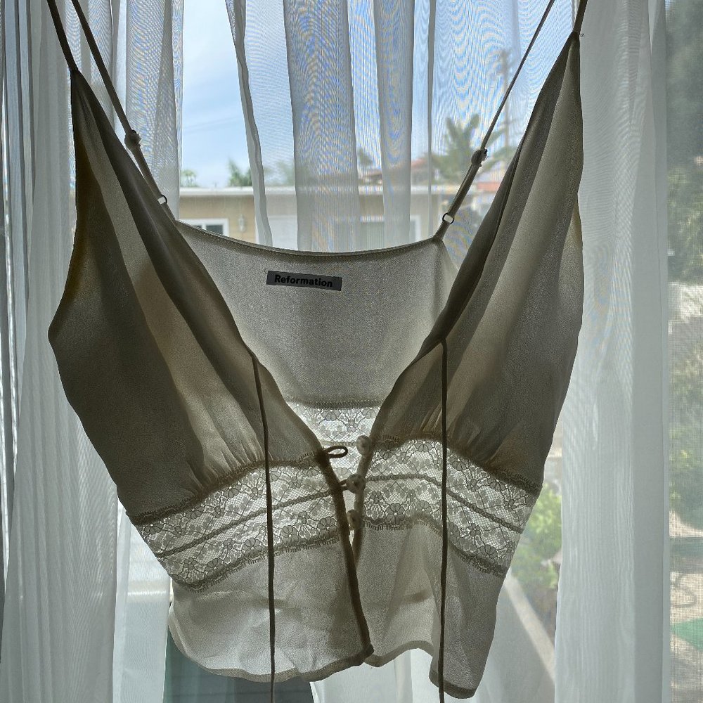 Reformation Tie/Button Front Crop Top